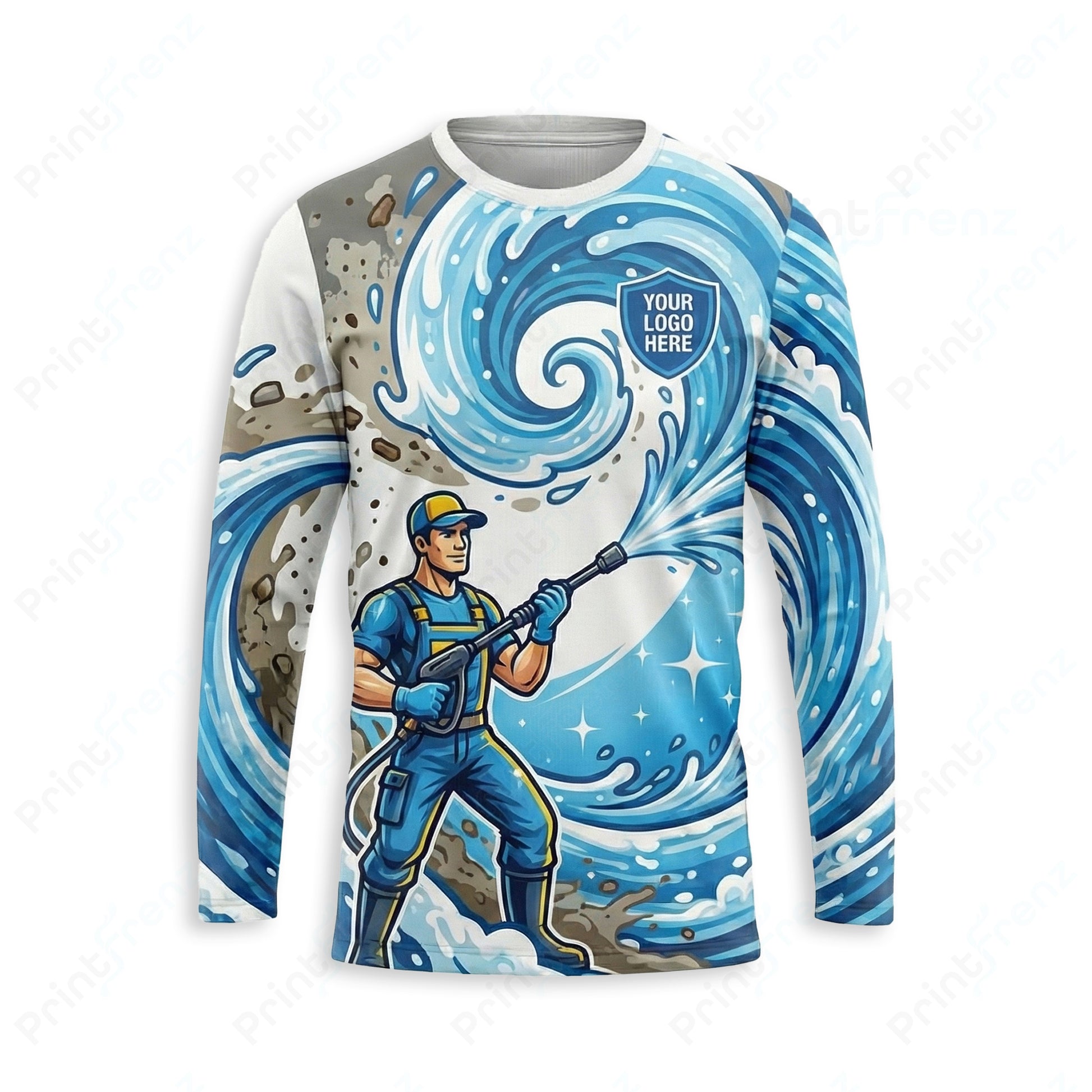 DT0015PW Pro Uniform pressure washer shirt — front view, custom logo