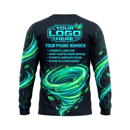 LCNE0001 Cyberpunk Tech Crew custom lawn care shirt — back view