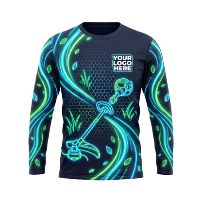 LCNE0002/0003 Electric Neon Trimmer custom landscaping shirt — front view