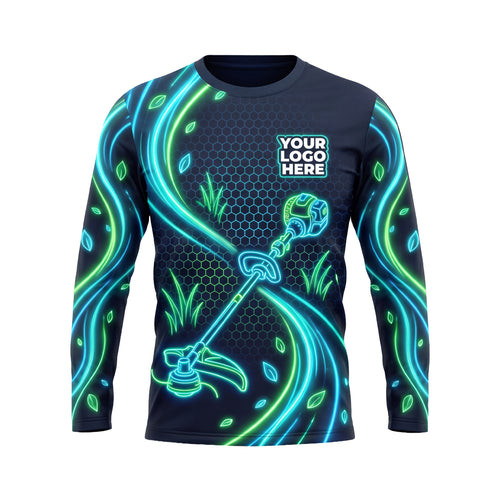 LCNE0002/0003 Electric Neon Trimmer custom landscaping shirt — front view