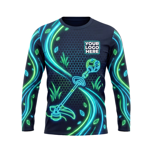LCNE0002/0003 Electric Neon Trimmer custom landscaping shirt — front view