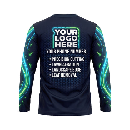 LCNE0005 Futuristic Performance Mower custom landscaping shirt — back view