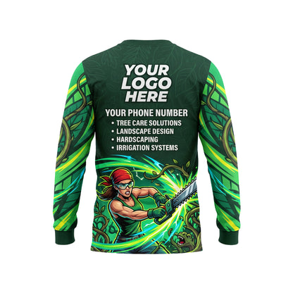 LCGP0017 Eco-Warrior Tree Service custom landscaping shirt — back view