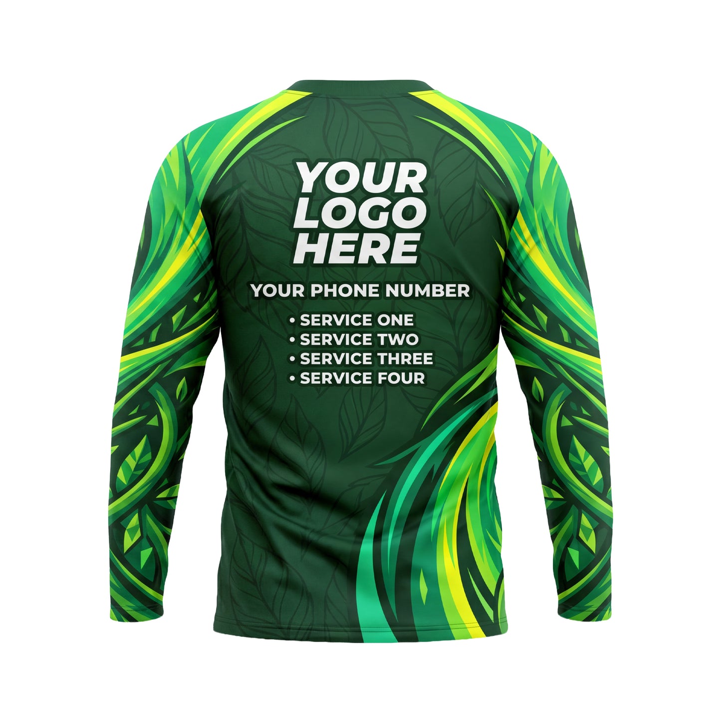 LCGP0002 Emerald Flow Geometric custom landscaping shirt — back view