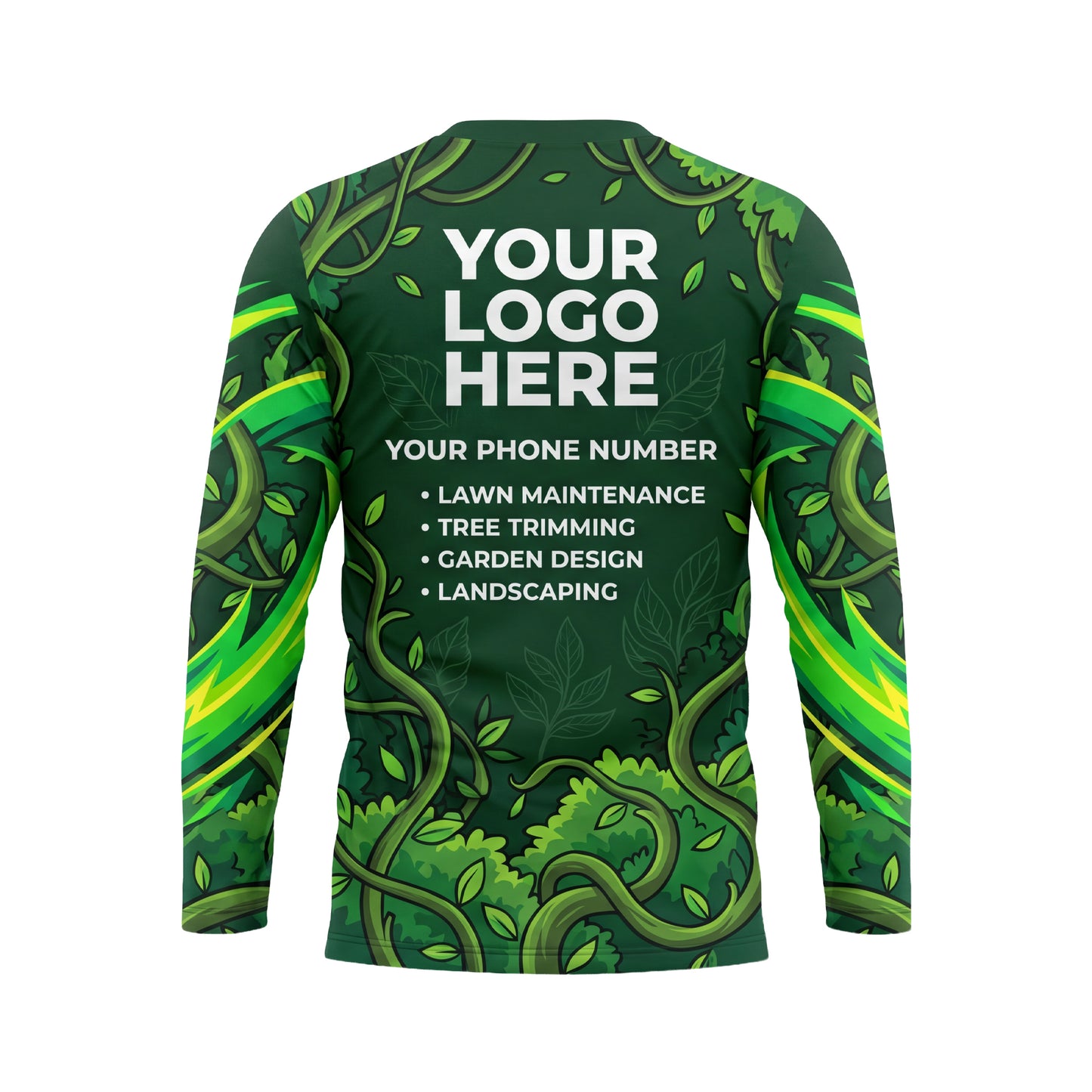 LCGP0007 High-Flow Leaf Blower custom lawn care shirt — back view