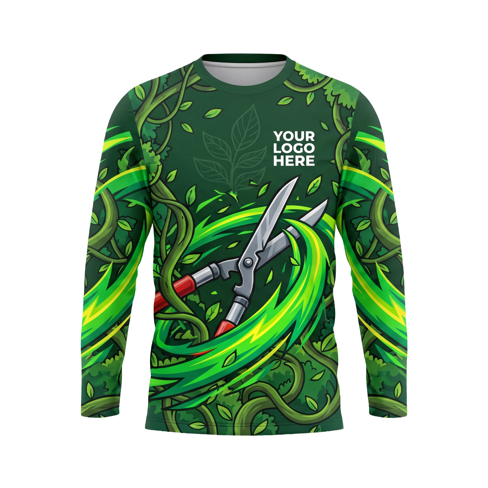LCGP0007 High-Flow Leaf Blower custom lawn care shirt — front view