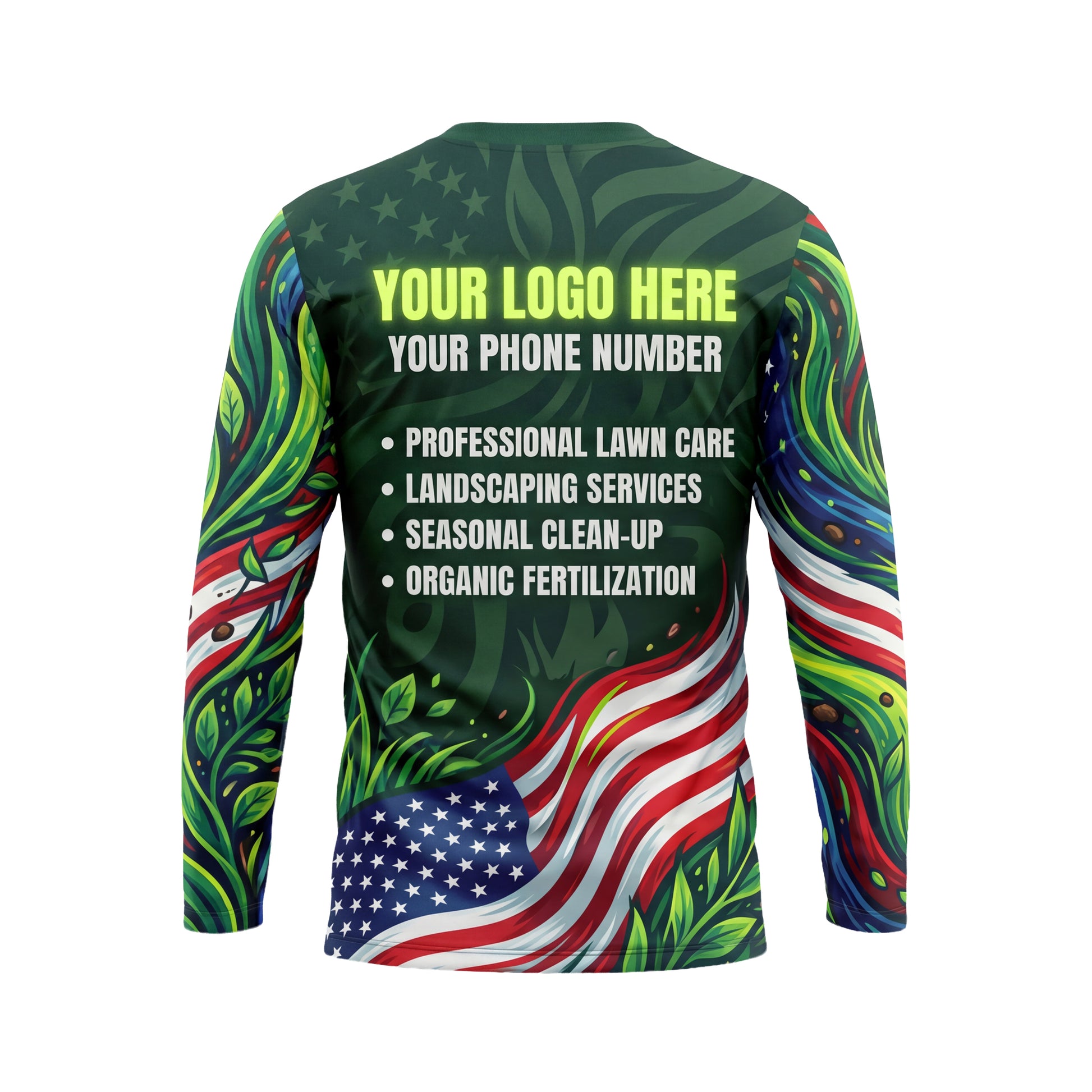 LCLG0005 Liberty Roots Patriotic custom landscaping shirt — back view