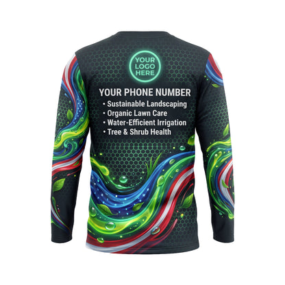 LCLG00001 Patriotic Stream Liberty custom landscaping shirt — back view