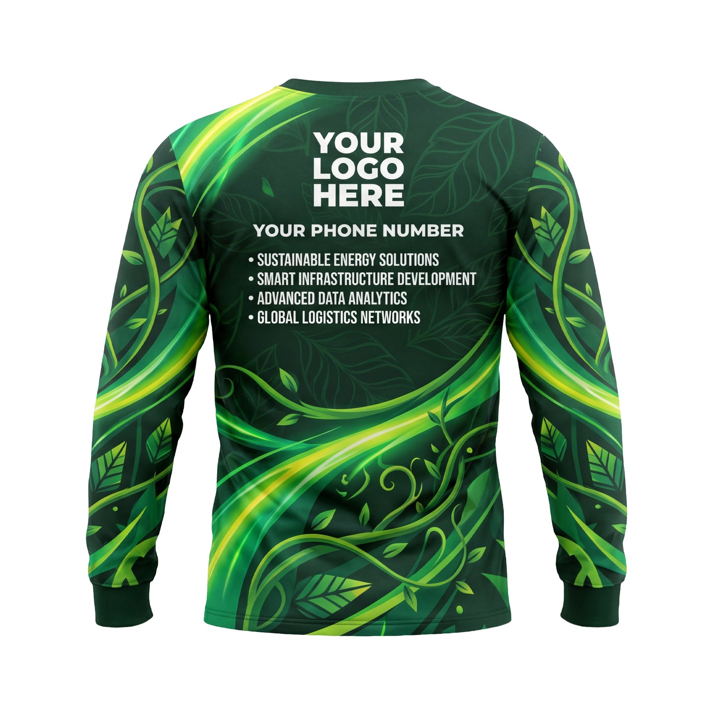LCGP0001 Verdant Swirl Abstract custom lawn care shirt — back view