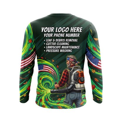 LCGP0024 Veteran Storm Leaf Blower custom landscaping shirt — back view