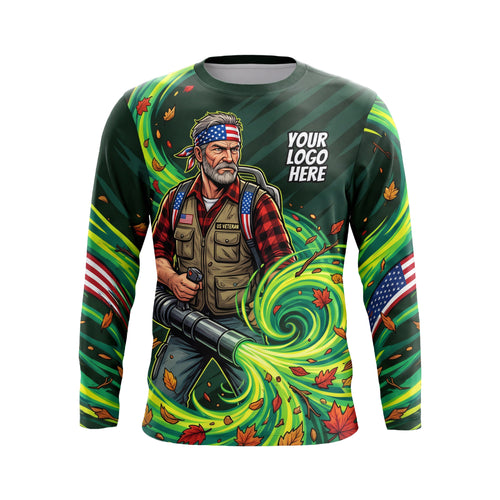 LCGP0024 Veteran Storm Leaf Blower custom landscaping shirt — front view