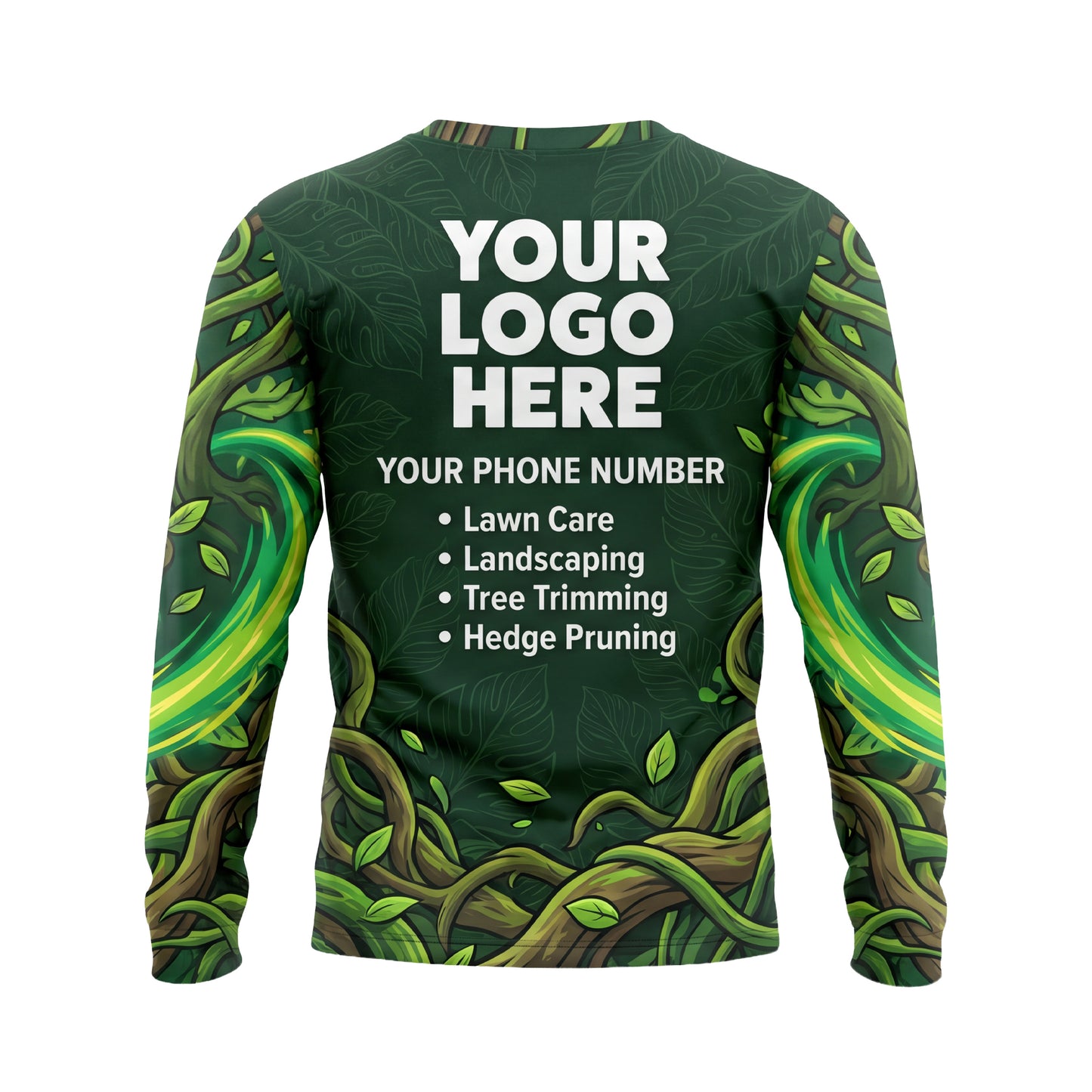 LCGP0006 Vortex Precision Trimmer custom landscaping shirt — back view