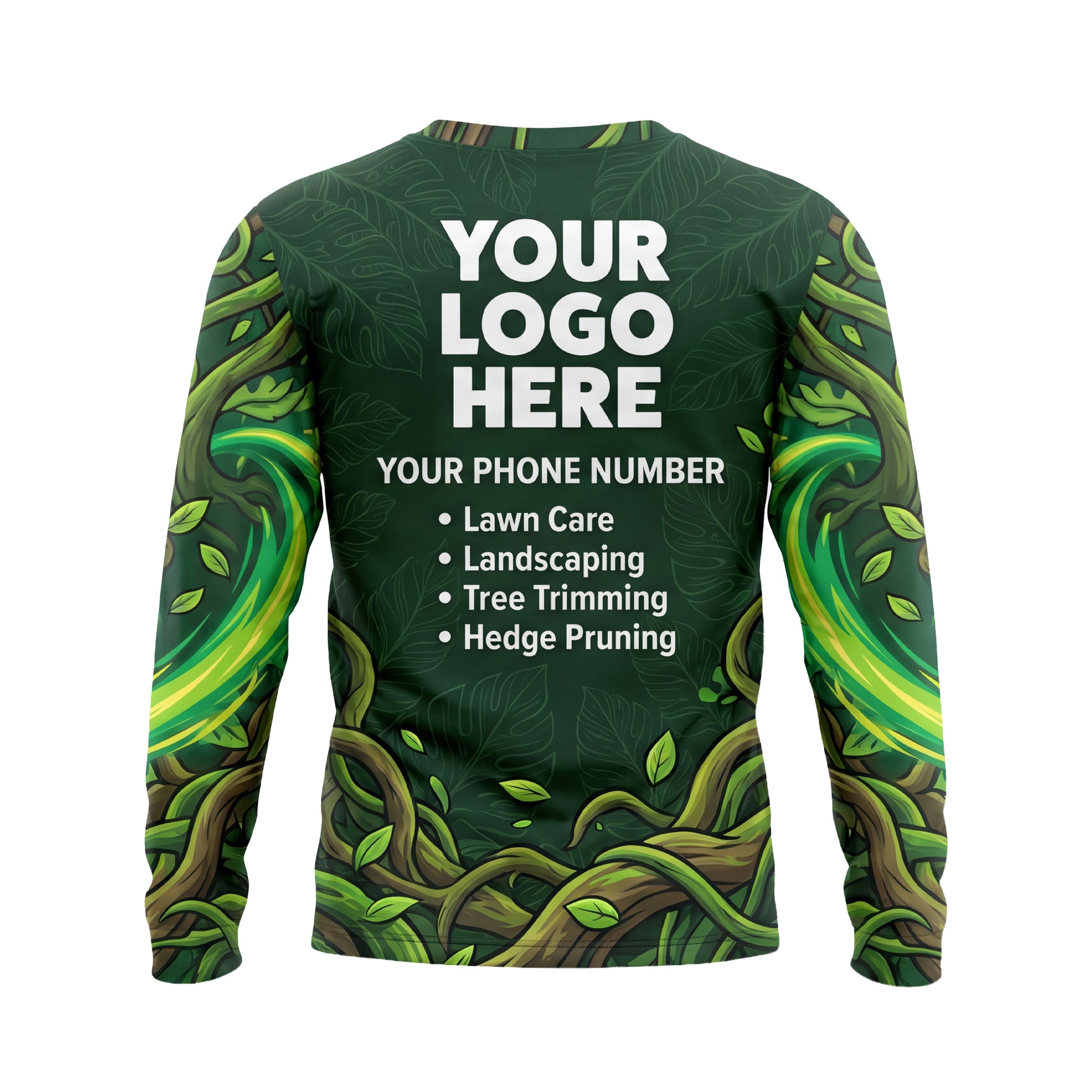 LCGP0006 Vortex Precision Trimmer custom landscaping shirt — back view