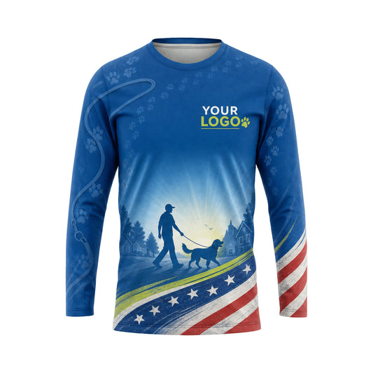 DWN004 - Custom Dog Walking Shirt - Lower Flag Sweep - front