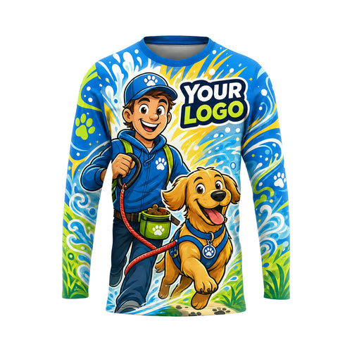 DWN007 - Custom Dog Walking Shirt - Effect Burst Mascot - front