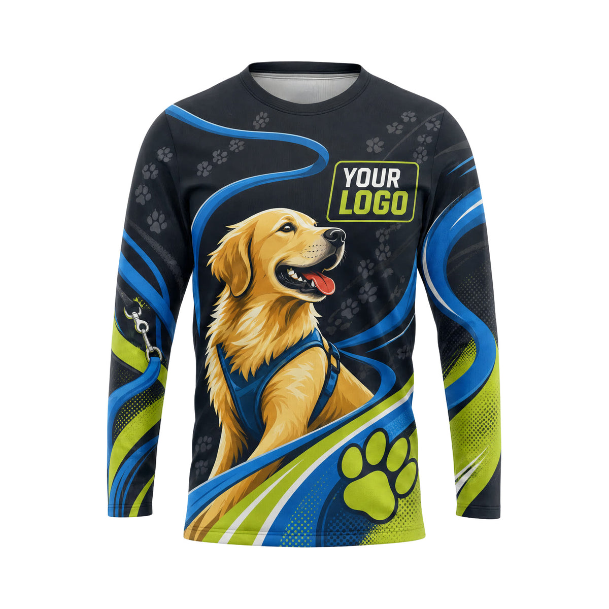 DWN013 - Custom Dog Walking Shirt - Large Motif Focus - front