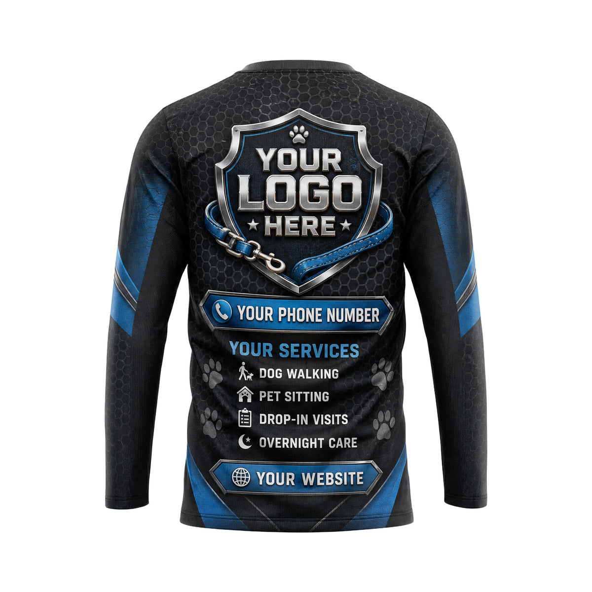 DWN025 - Custom Dog Walking Shirt - D3 Emblem - back