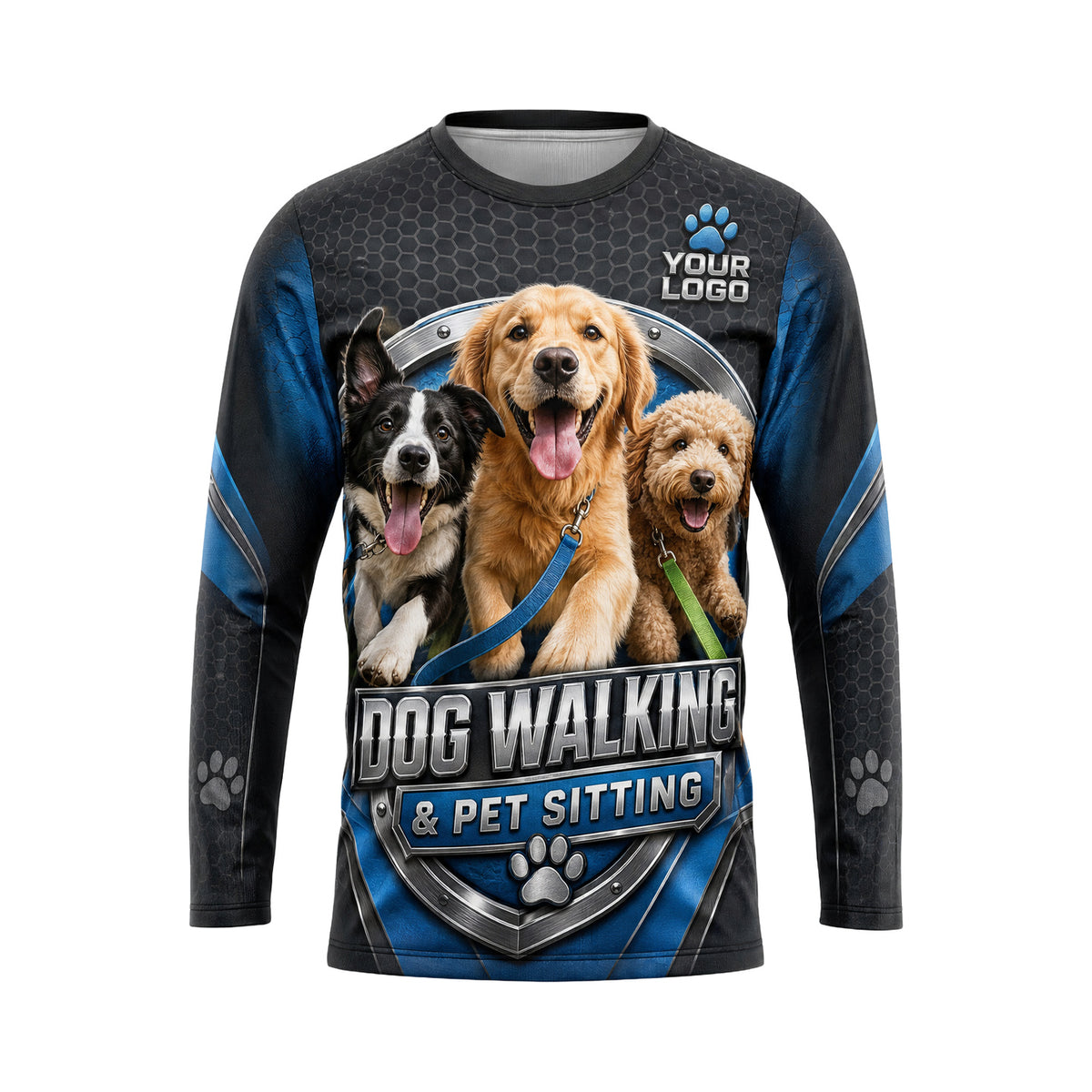 DWN025 - Custom Dog Walking Shirt - D3 Emblem - front