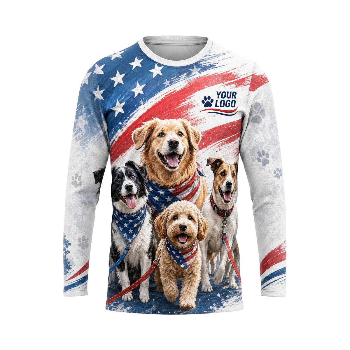 DWN026 - Custom Dog Walking Shirt - Patriot - front