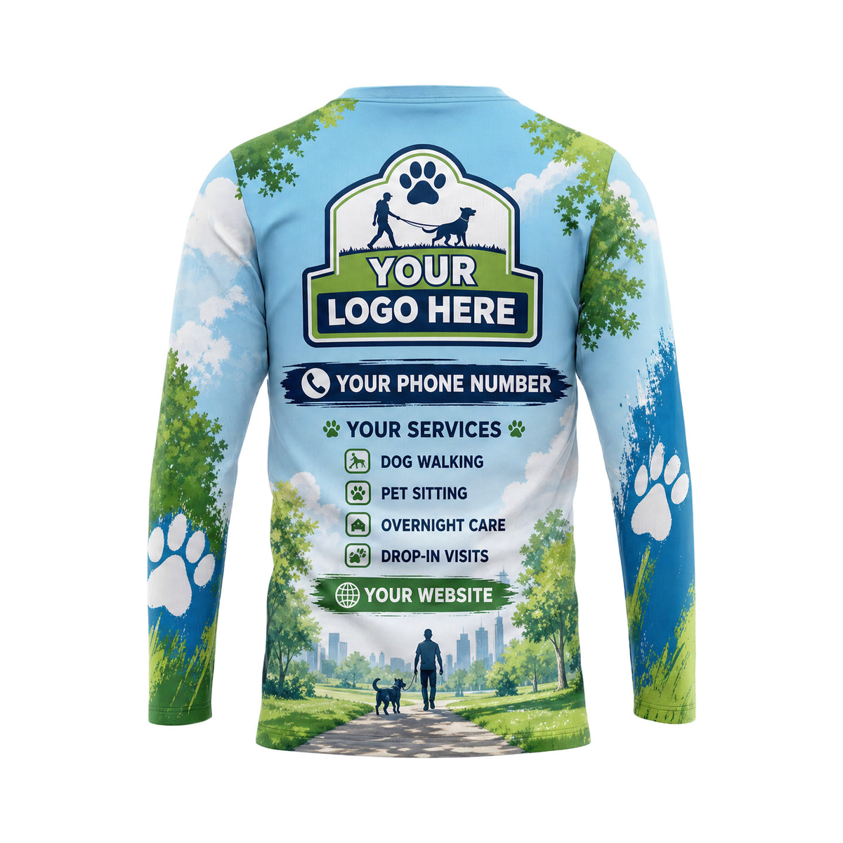 DWN031 - Custom Dog Walking Shirt - Mascot Pro - back