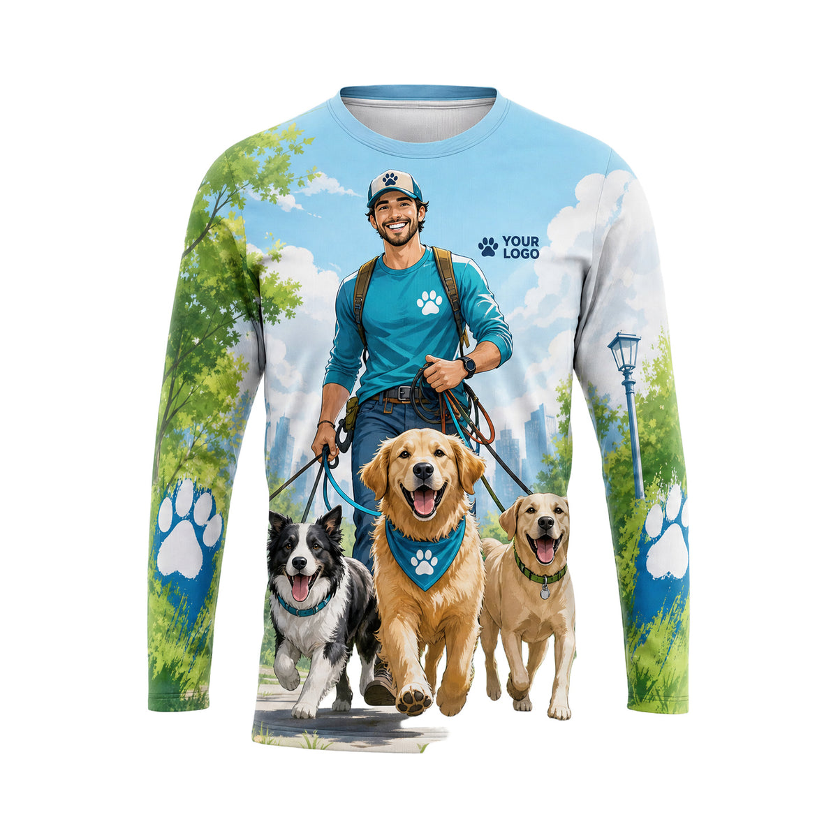 DWN031 - Custom Dog Walking Shirt - Mascot Pro - front