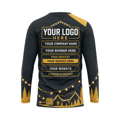 HLN004 - Custom Holiday Lighting Shirt - Minimal Equipment Icons - back