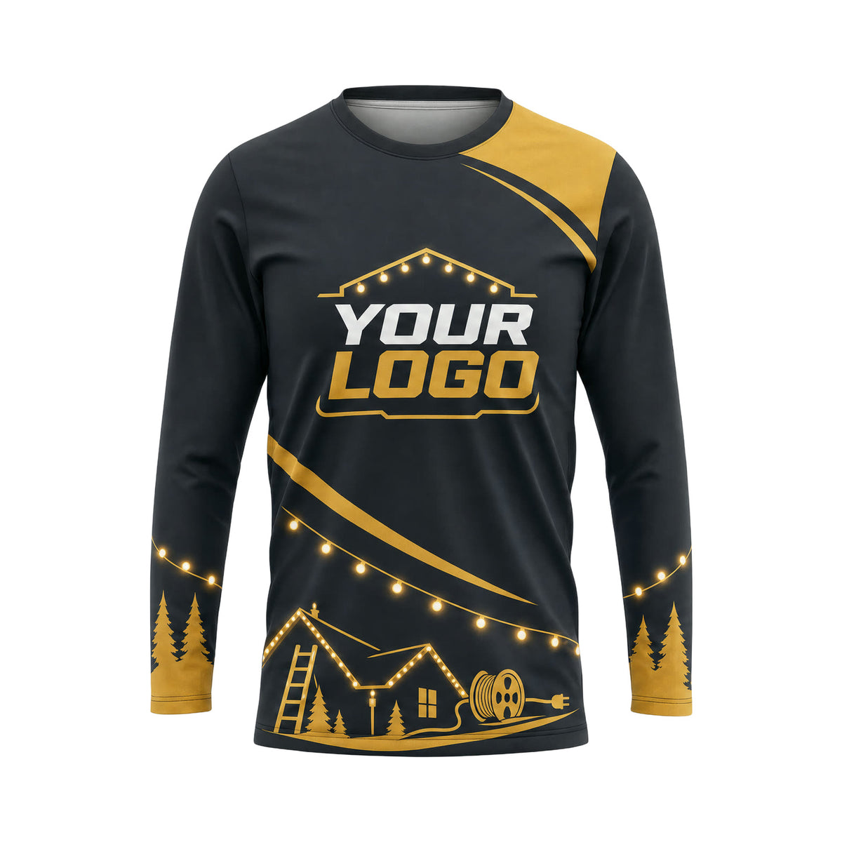 HLN004 - Custom Holiday Lighting Shirt - Minimal Equipment Icons - front