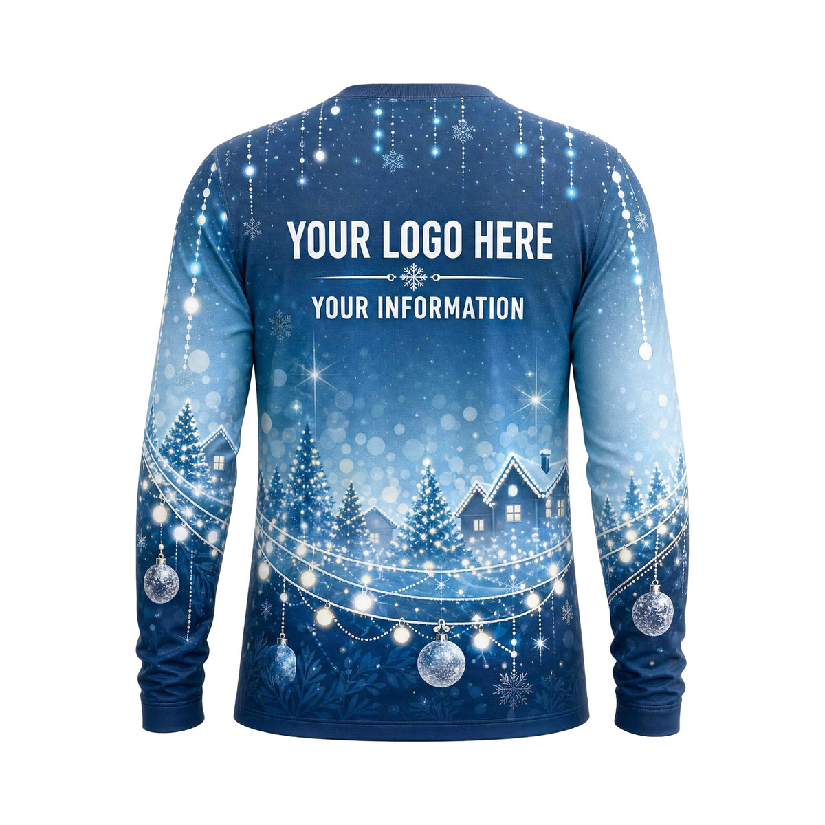 Frosted Winter Village custom holiday lighting shirt HLN016 - back
