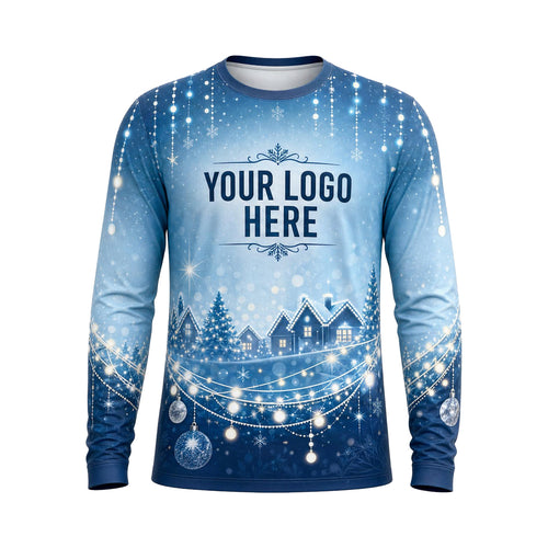 Frosted Winter Village custom holiday lighting shirt HLN016 - front