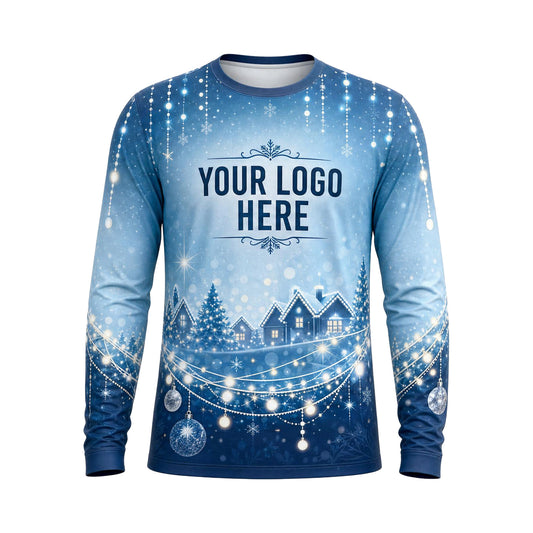 Frosted Winter Village custom holiday lighting shirt HLN016 - front