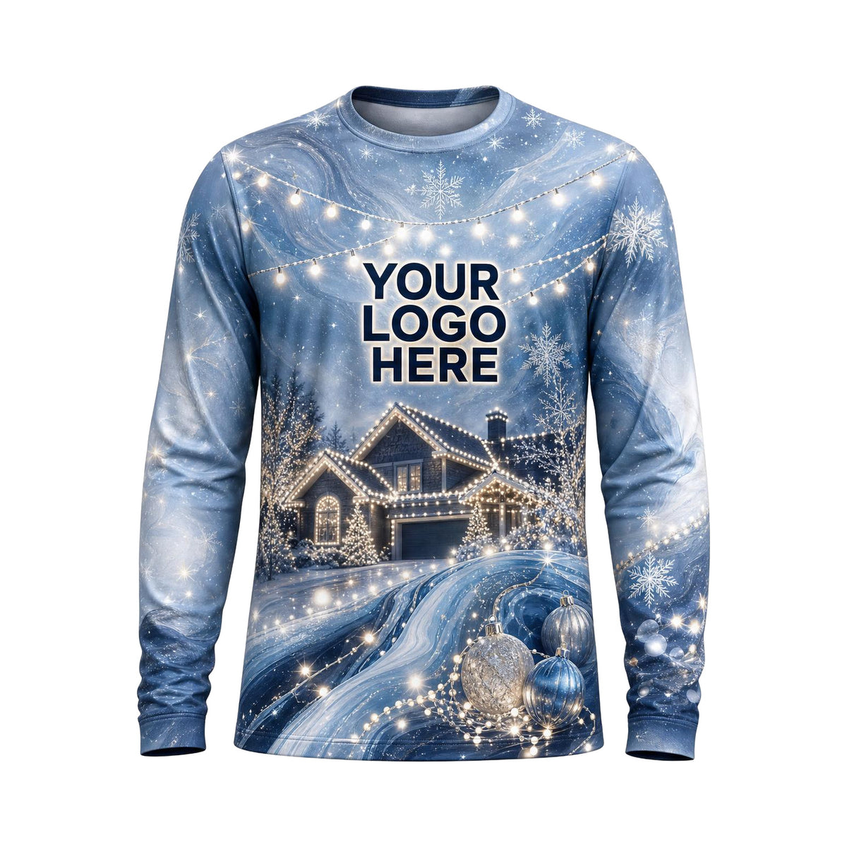 Silver Snowy Manor custom holiday lighting shirt HLN019 - front