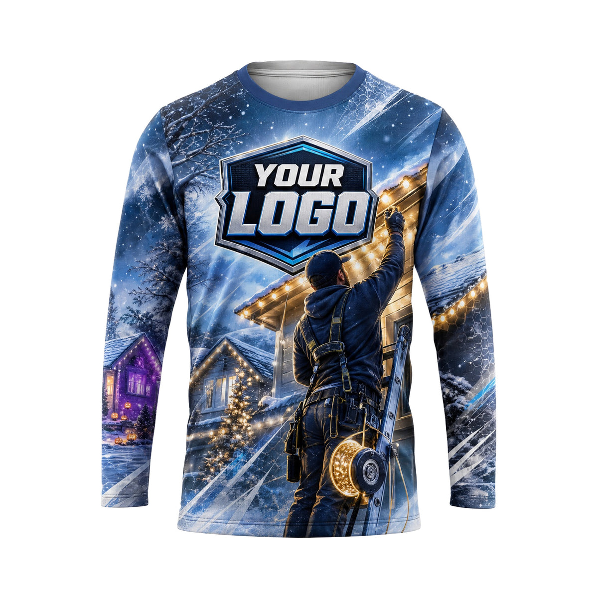 Winter Skyline Glow custom holiday lighting shirt HLN027 - front