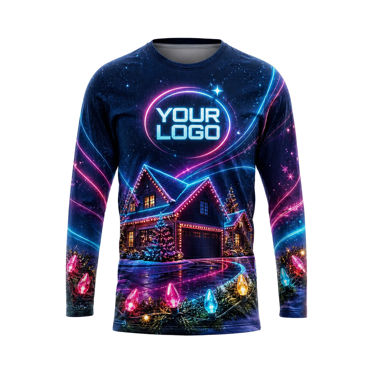 Neon Winter Roofline custom holiday lighting shirt HLN034 - front