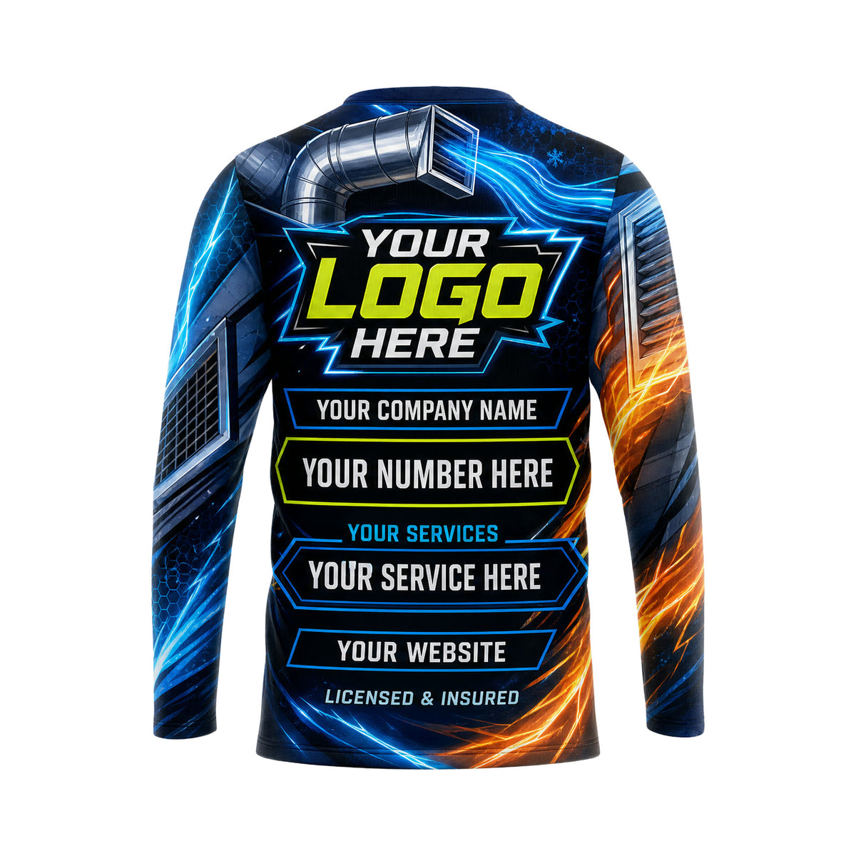 HVN002 - Custom HVAC Shirt - With Tools Action Hero - back