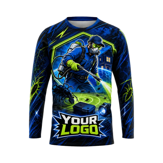 PCN003 - Custom Pest Control Shirt - With Tools Action Hero - front