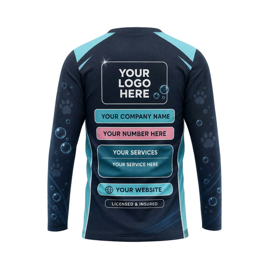 PGN019 - Custom Pet Grooming Shirt - Shoulder Color Block - back