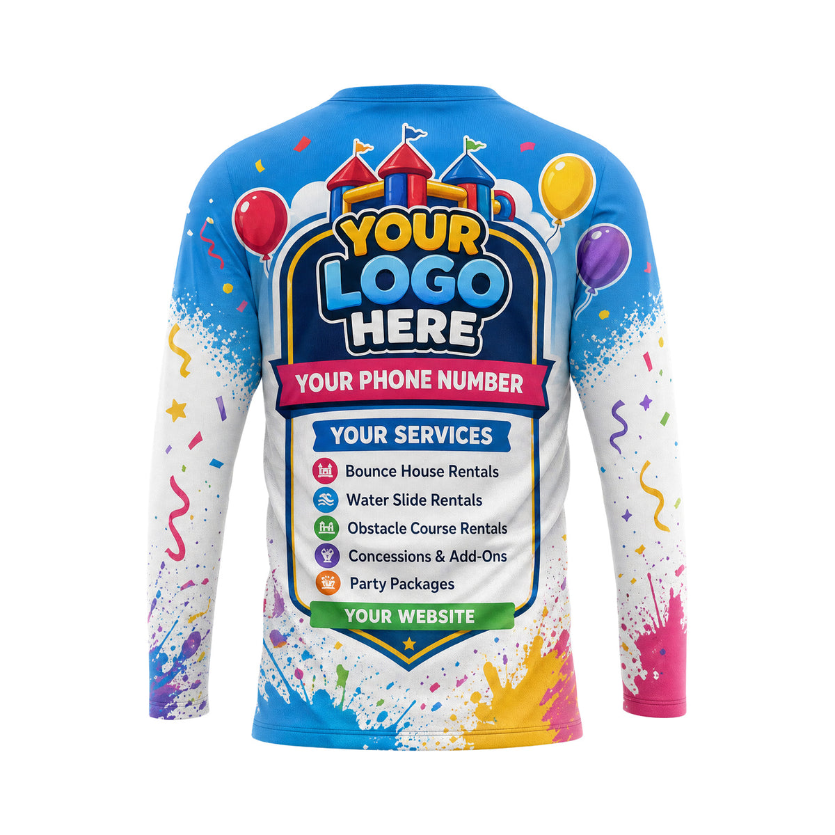 PRN002 - Custom Party Rental Shirt - Mascot Toon - back
