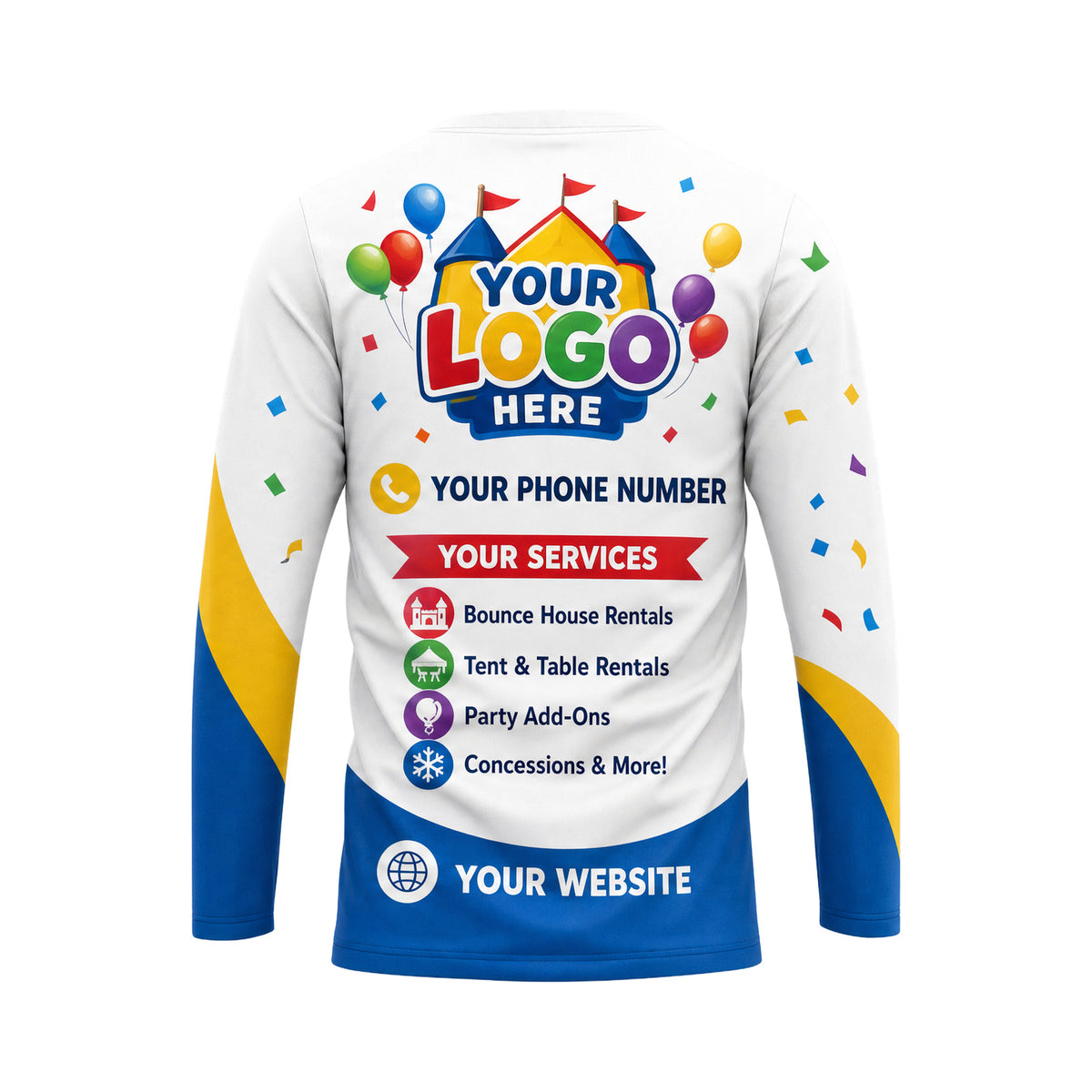 PRN003 - Custom Party Rental Shirt - Flat Vector - back