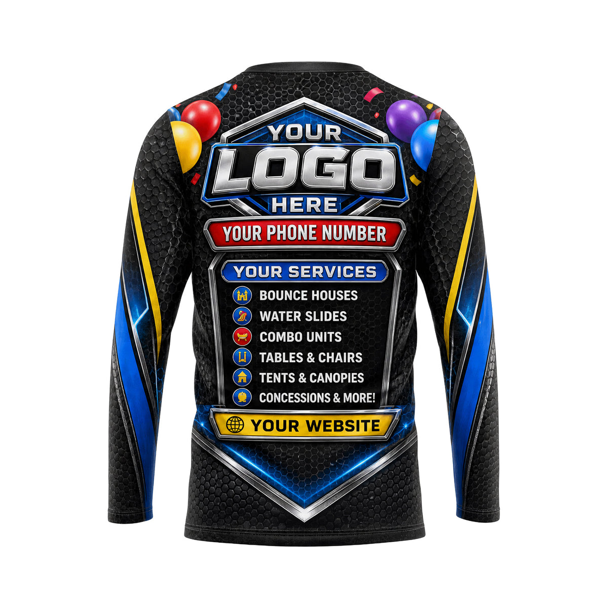 PRN005 - Custom Party Rental Shirt - D3 Emblem - back