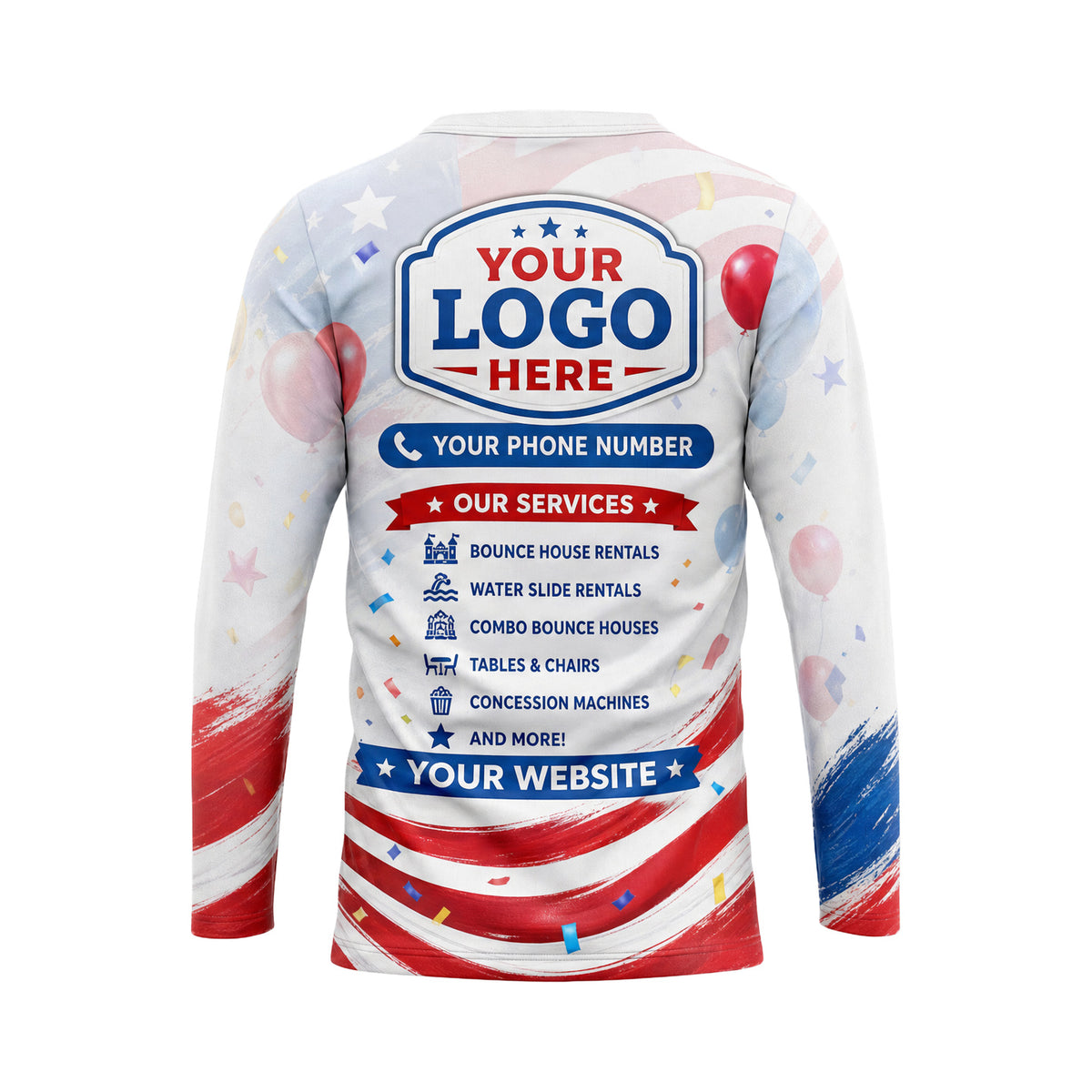 PRN009 - Custom Party Rental Shirt - Patriot - back
