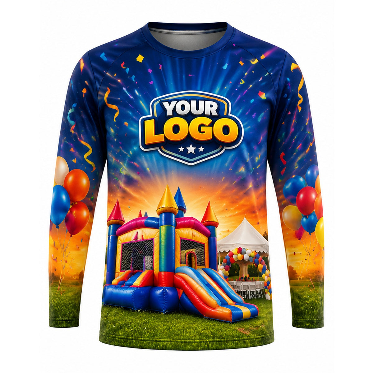 PRN033 - Custom Party Rental Shirt - Sunset Bounce Castle Party - front