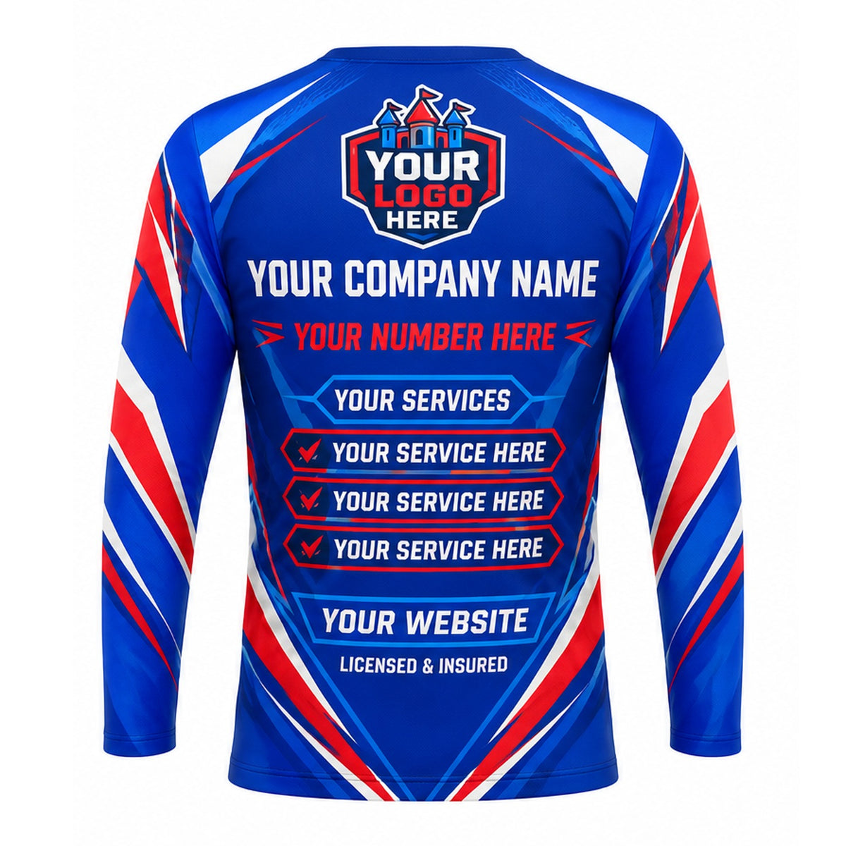 PRN034 - Custom Party Rental Shirt - Varsity Castle Crest Sport - back