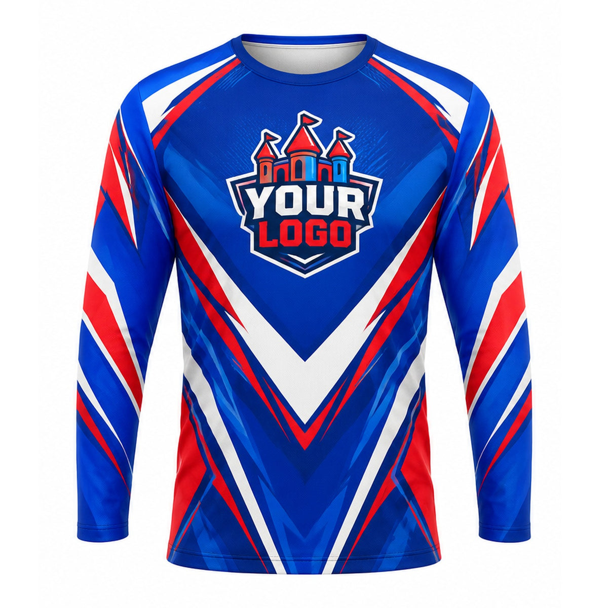 PRN034 - Custom Party Rental Shirt - Varsity Castle Crest Sport - front