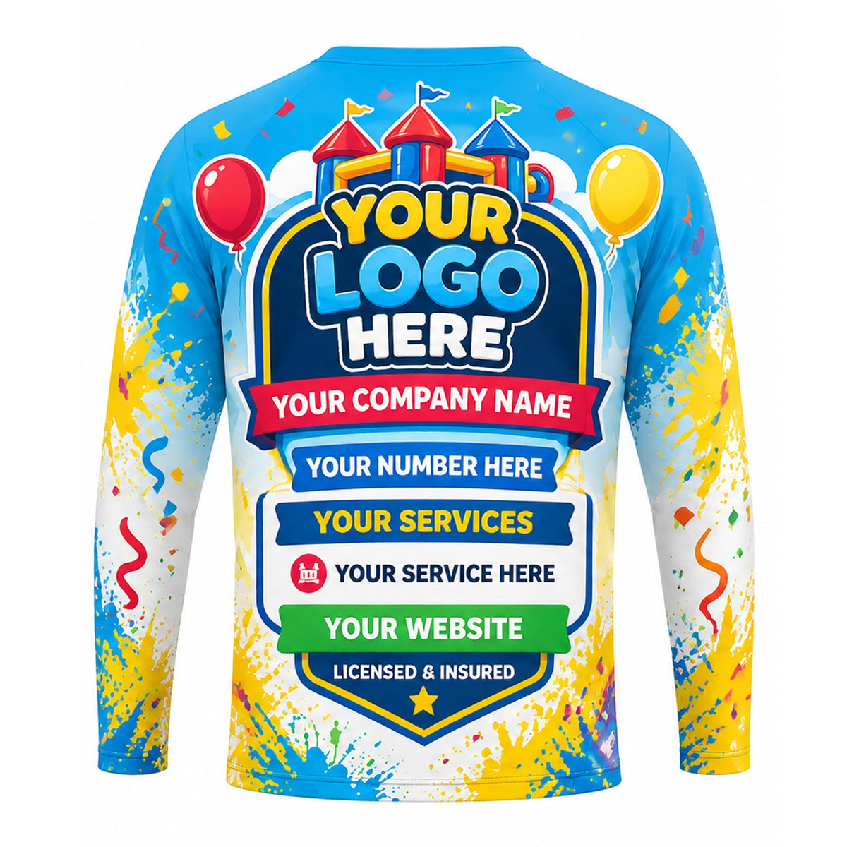 PRN036 - Custom Party Rental Shirt - Bear Buddy Bounce House Mascot - back