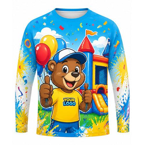 PRN036 - Custom Party Rental Shirt - Bear Buddy Bounce House Mascot - front