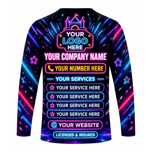 PRN037 - Custom Party Rental Shirt - Neon Castle Night Glow - back