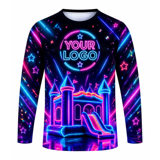 PRN037 - Custom Party Rental Shirt - Neon Castle Night Glow - front