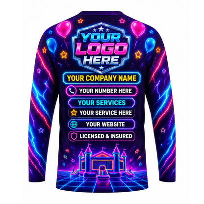 PRN038 - Custom Party Rental Shirt - Neon Grid Balloon Party - back