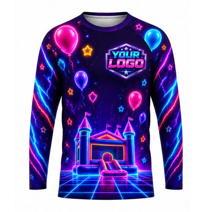 PRN038 - Custom Party Rental Shirt - Neon Grid Balloon Party - front