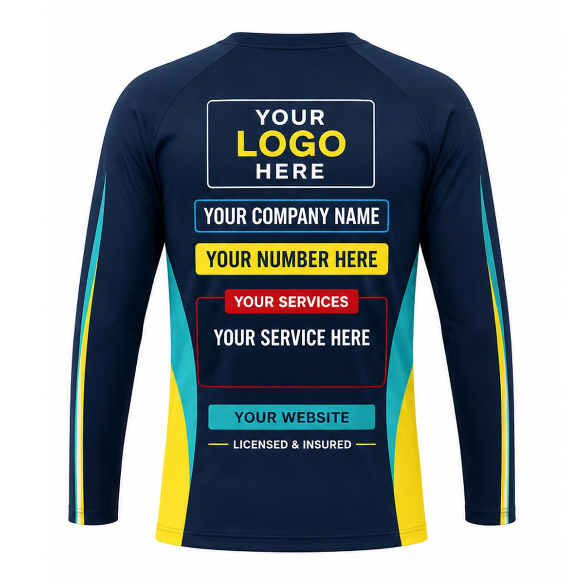 PRN039 - Custom Party Rental Shirt - Navy Teal Block Panel - back